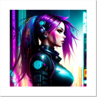 Beautiful Cyberpunk Girl [Design 1] Posters and Art